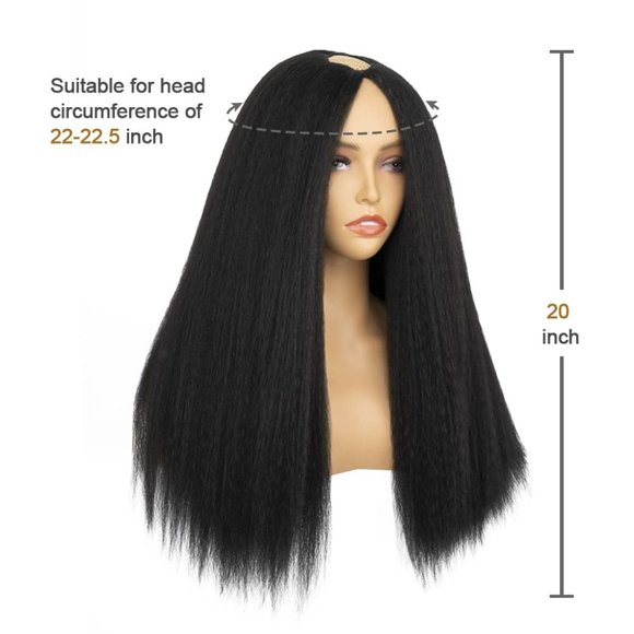 20 Inch Kinky Straight U Part Wig Soft Synthetic Hair - Picture 2 of 4